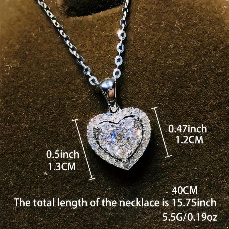 Luxury Female White Crystal Love Heart Pendant Necklace For Women Trendy Silver Color Wedding Chain Necklace Jewelry Gift
