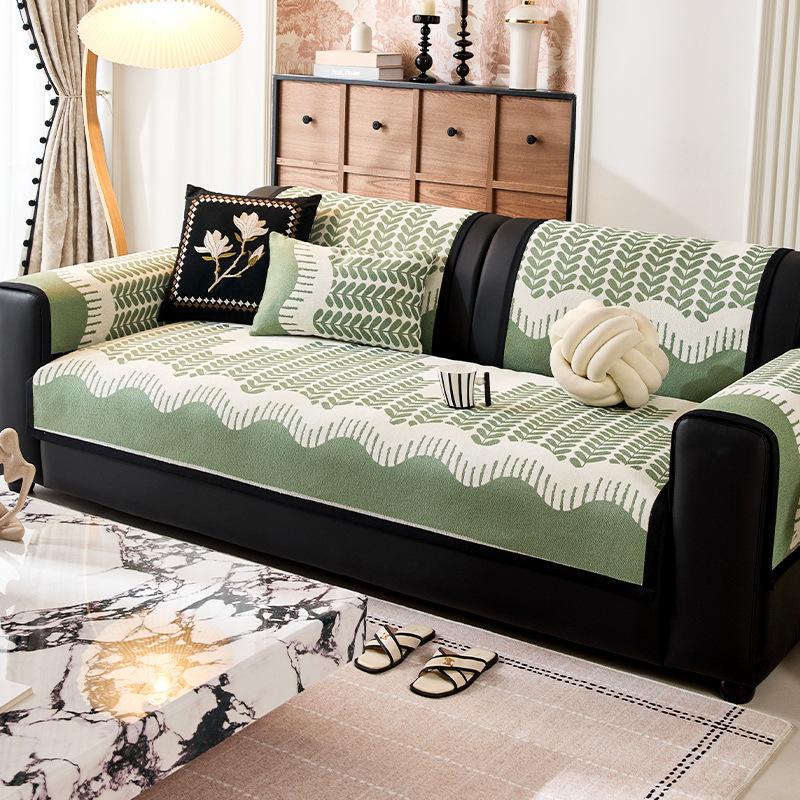 Italian High-End Light Luxury Chenille Sofa Cushion, Universal Fixed Non-Slip Seat Cushion In All Seasons, Straight Row Sofa Cover Cloth Towel