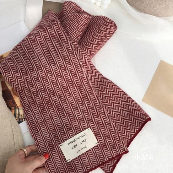 Winter Scarf Thickened Knitted Color Matching Printed Elastic Stay Warm Anti-shrink Lady School Outdoor Scarf Clothes Accessories