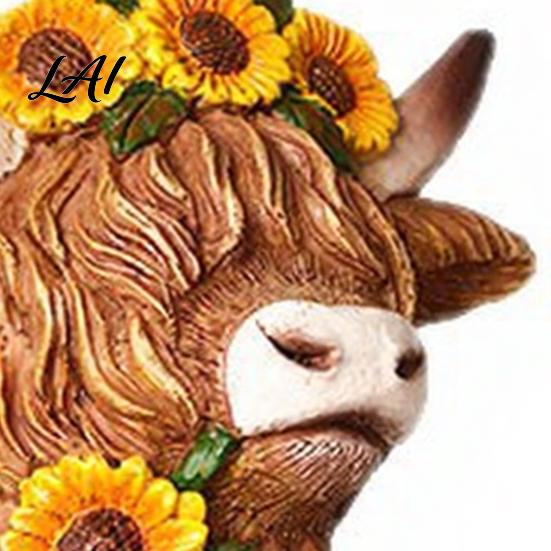 Unique Creative Gifts for Her Highland Cow Garden Statue Cute Resin Figurine Outdoor Indoor Autumn Home Decor Accents Table Desk Decor Gift
