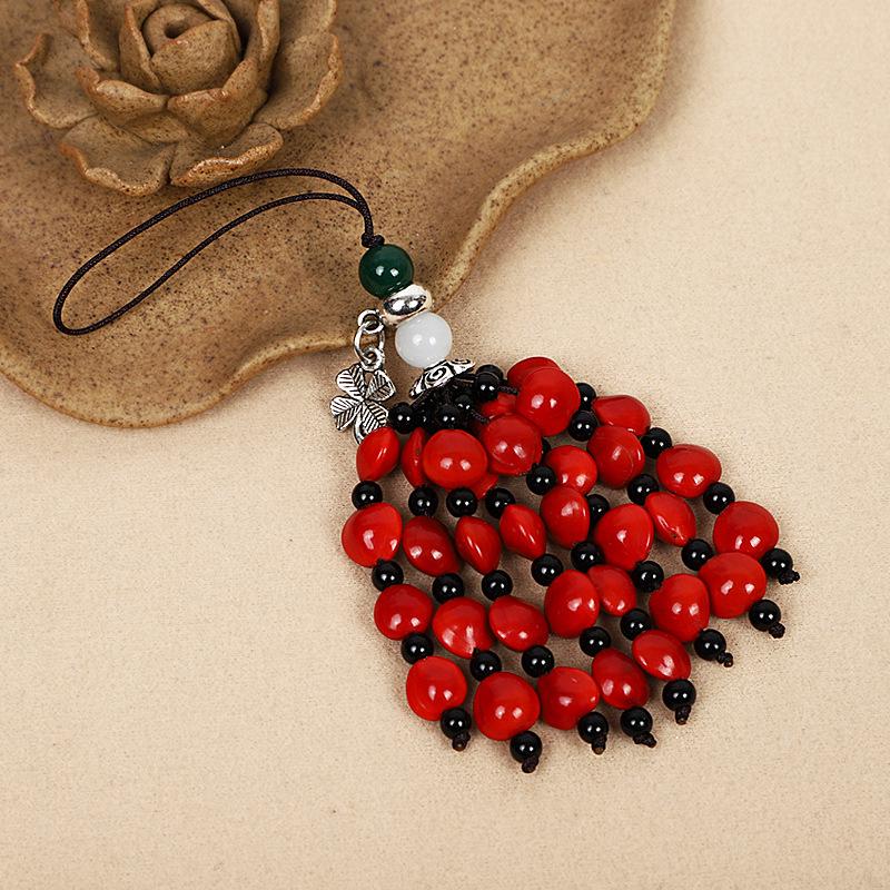 Red Beans & Acacia Bean Bodhi Phone and USB Drive Pendants, Zodiac-Themed Gifts