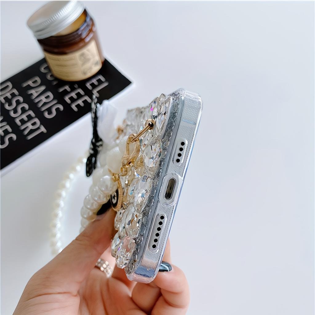 Fashion Full Screen Crystal Phone Case with Bracelet for iPhone 16 15 14 13 12 11 Pro Max