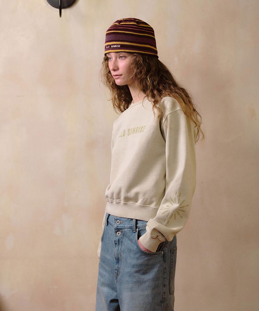 HELLO SUNRISE Ethnic Symbol Sweatshirt(W)_Sand Beige