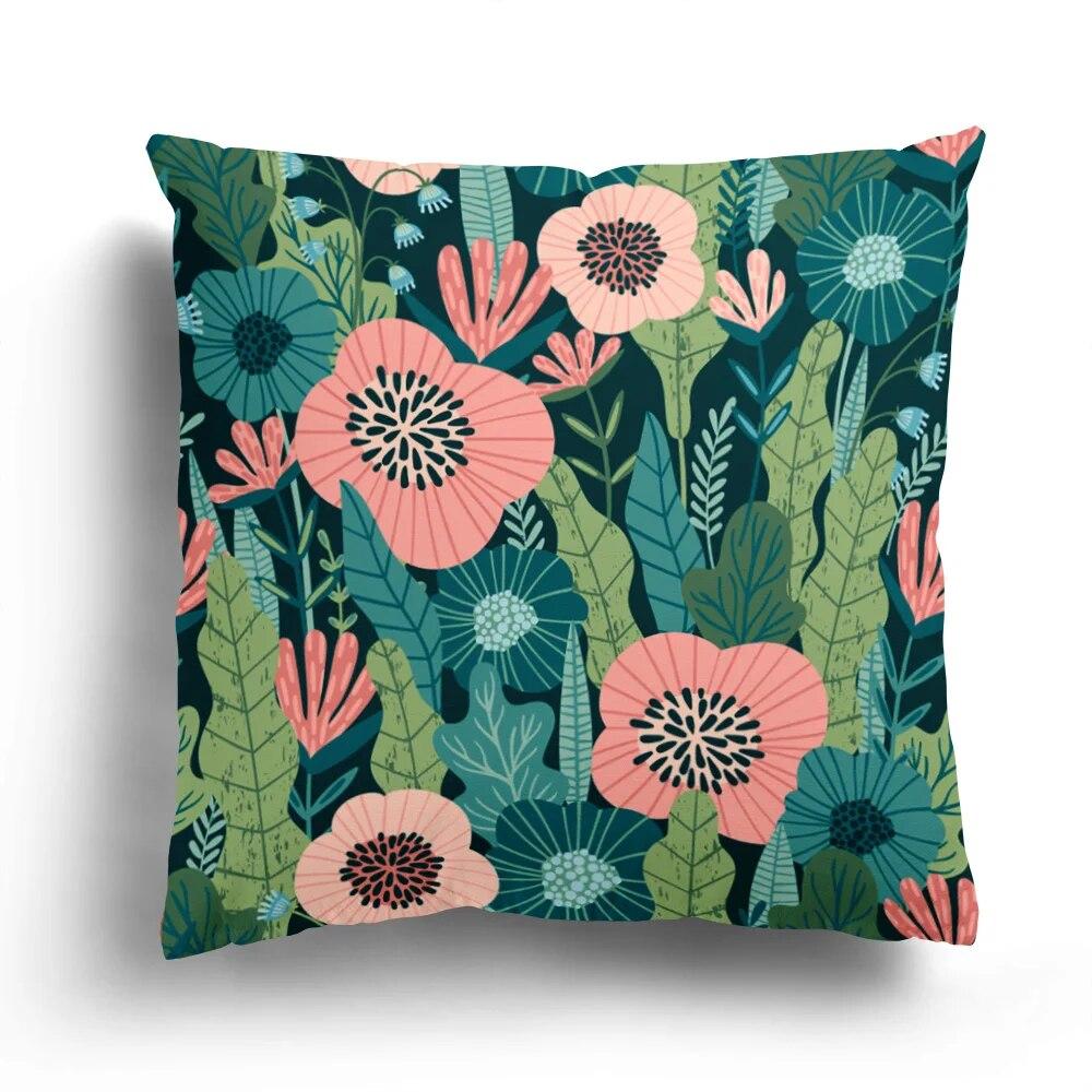 Fashion Pillowcase Bedroom Cushion Cover Home Decoration Sofa Green Plant Colorful Leaf Flower Series