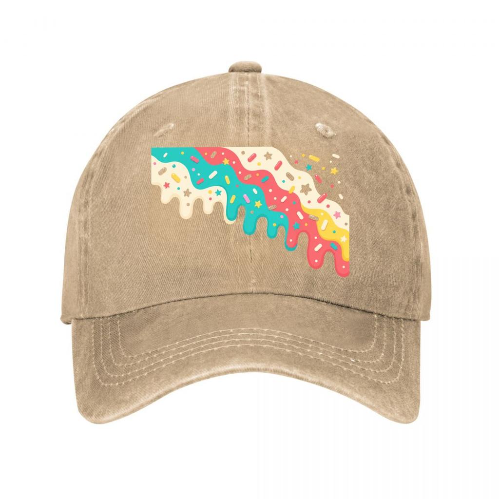 Candy Drip Sprinkle Pop Border New Vintage Washed Cotton Baseball Cap Sun Hats