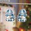 2D Flat Acrylic Cute Blue Christmas Gnome Hot Cocoa Pattern Dangle Earrings, Suitable As A Holiday Gift for Women, Christmas Party Decorative Jewelry.