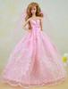 Розовое красивое свадебное платье для кукольного домика Барби, длинное платье + вуаль, кружевное платье, одежда для куклы BJD 1/6, одежда