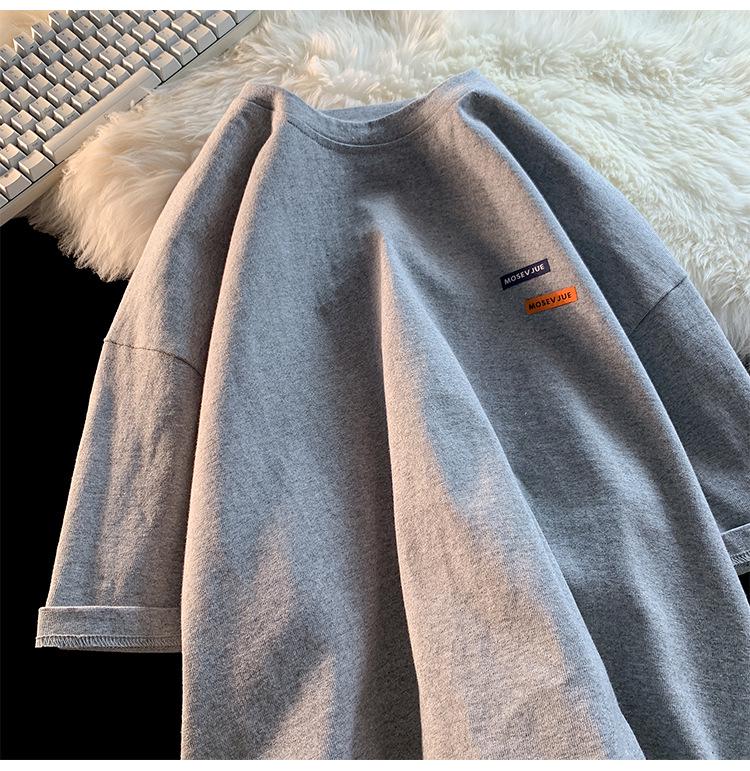 Мужская футболка оверсайз в американском ретро-стиле с маленьким воротником - модный летний хлопковый стиль