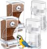 Small automatic bird feeder anti-scattering bird drinker transparent 4 Pack (2 drinkers +2 feeders)
