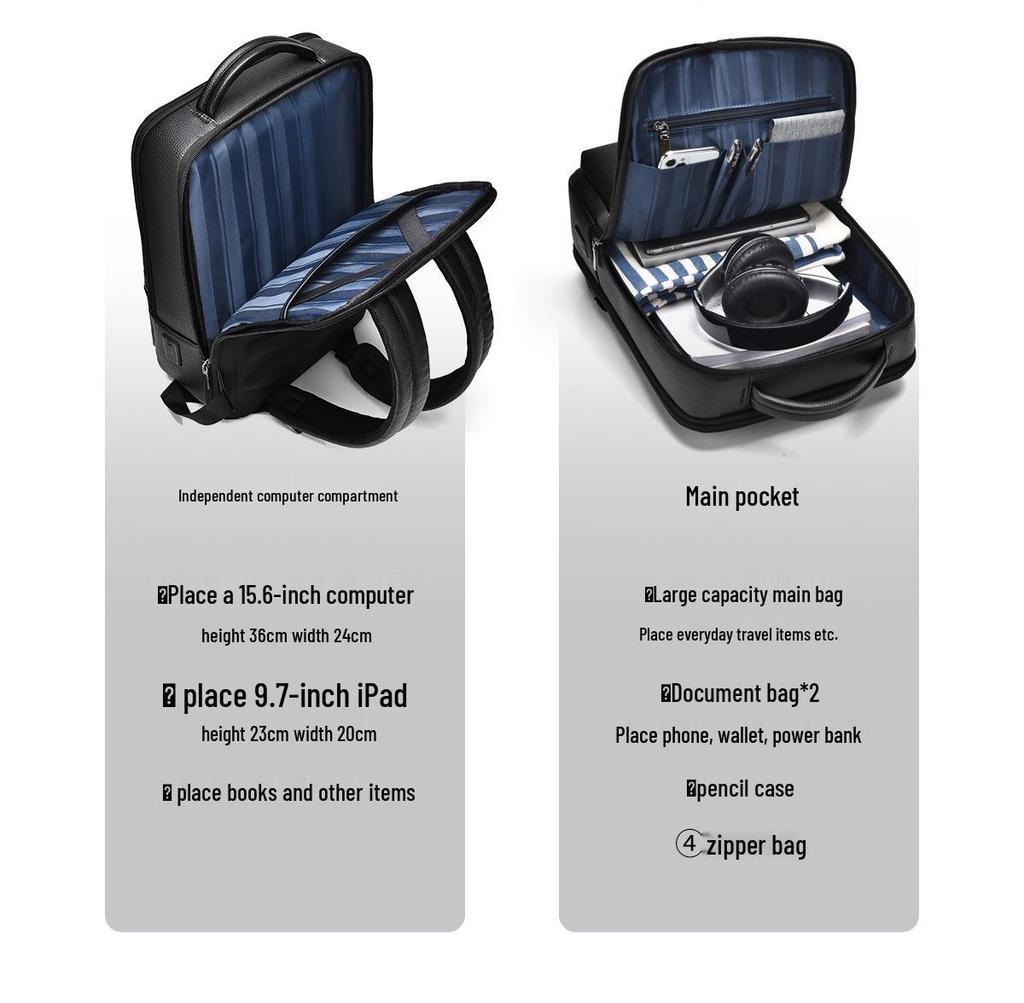 Men's High-End Business Laptop Backpack - Stylish, Large Capacity for Travel & School