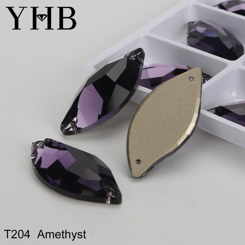 YHB Алмазный Лист Стекло Кристалл AB Швейные Камни Плоская Основа Пришиваемые Стразы для Одежды Одежды Сумок 10*20мм 14*30мм
