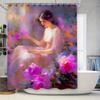 Элегантная Женская Шторка для Душа с Цветочным Принтом, Декор для Ванны, Романтическое Украшение для Ванной Комнаты с Искусством Розовых Цветов