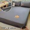 100% Cotton Fitted Sheet Embroidered Bedsheets Solid Color Bed Cover Home Bed Linen Protetor De Colchão (Pillowcase Need Order)
