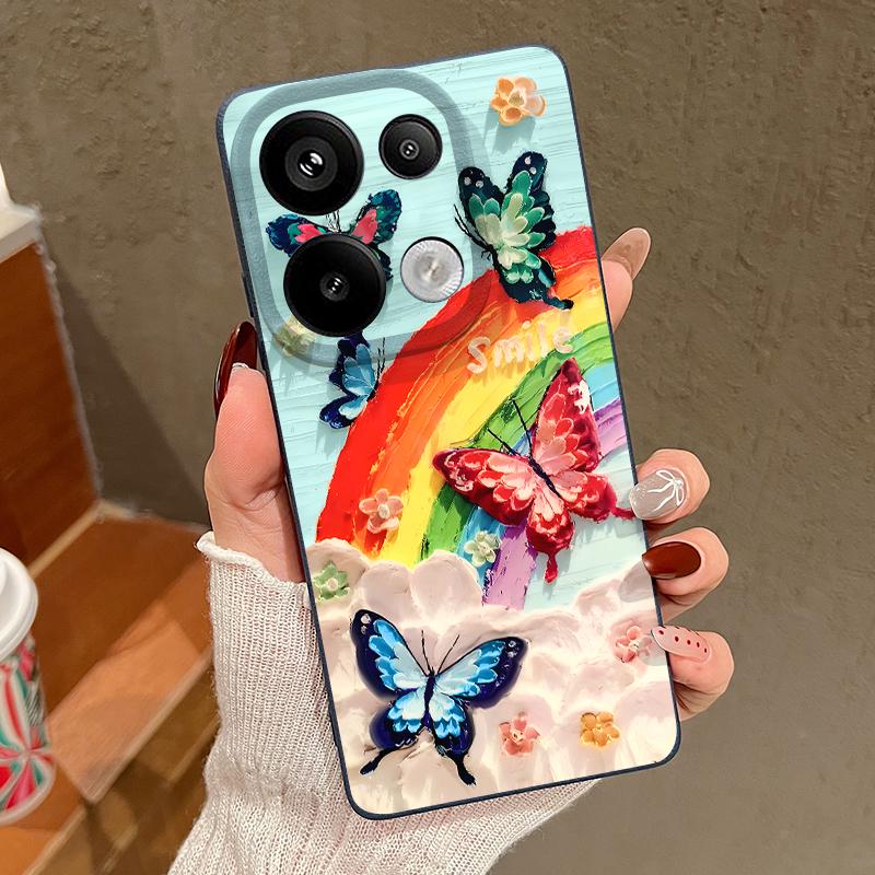 Чехол с ярким принтом бабочек для Xiaomi 13T Pro Redmi Note 15 Pro 4G Redmi Note 14 13 Pro+ 5G Силиконовый чехол с текстурой кожи