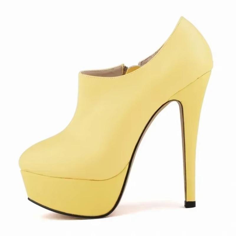 Women Boots Sexy Stilettos Fashion Autumn Winter 14cm Round Toes High Heels Ladies Casual Platform Pumps Leather Party Shoes