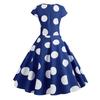 Женское платье с круглым вырезом и коротким рукавом, облегающее винтажное вечернее платье миди с высокой талией и круглым вырезом на талии в горошек