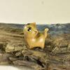 Sandalwood Cat Desktop Figurine Mini Animal Sculpture Wooden Carved Figurine  Living Room