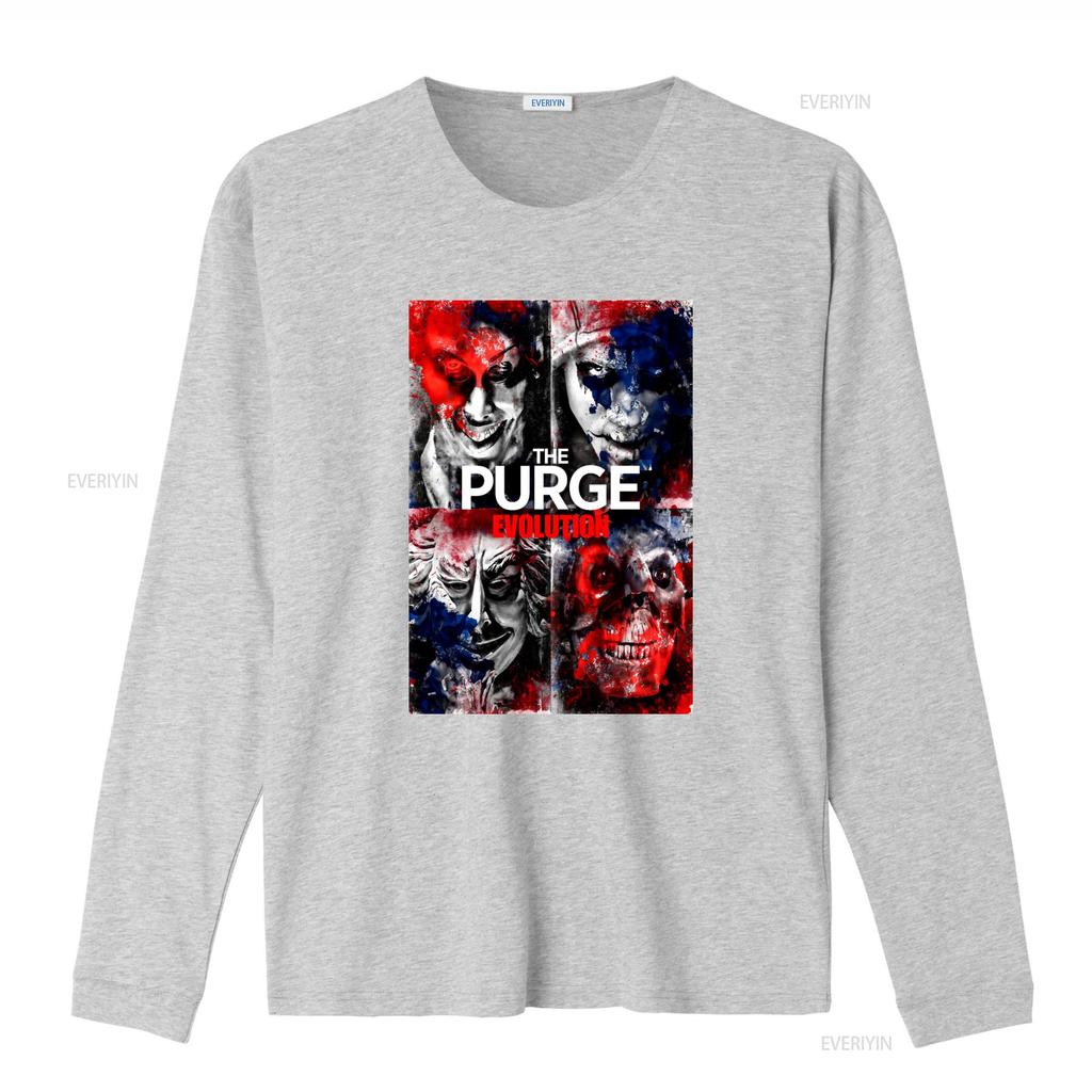 Horror Movie Art Purge Evolution Print Black Cotton Unisexs T Shirt Vintage Washed Fashion Breathable Soft Unisex Graphic