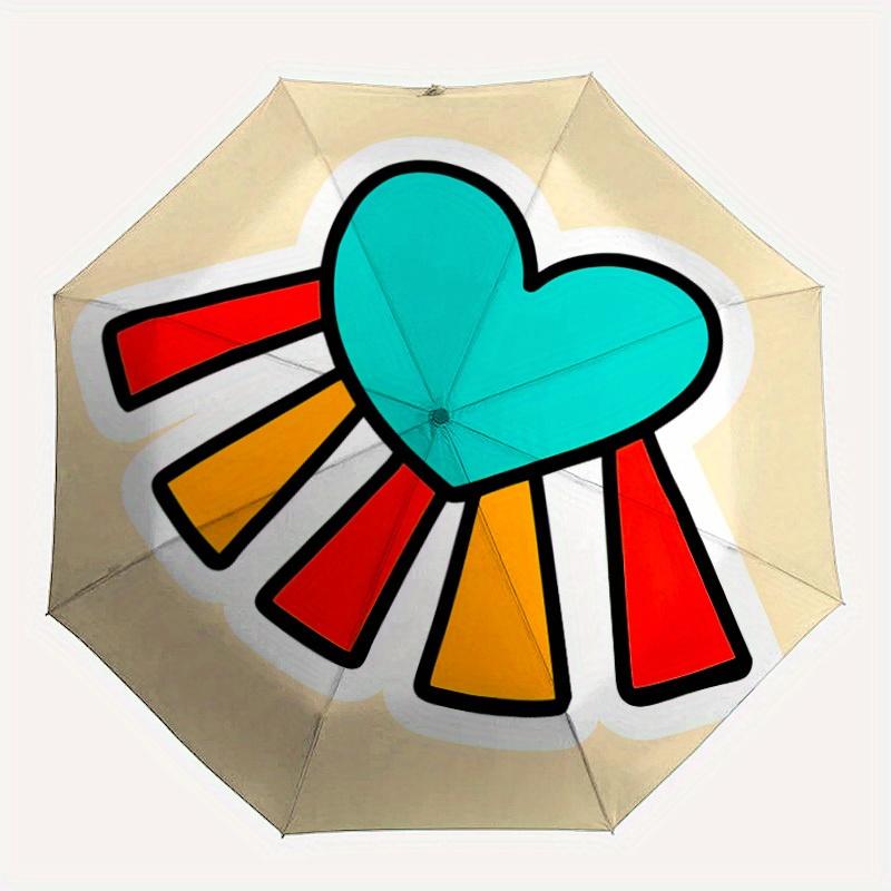 1pc Heart Folding Umbrella , 8 Ribs Casual Durable Lightweight Portable Travelling Umbrella For Men & Women yy250728116