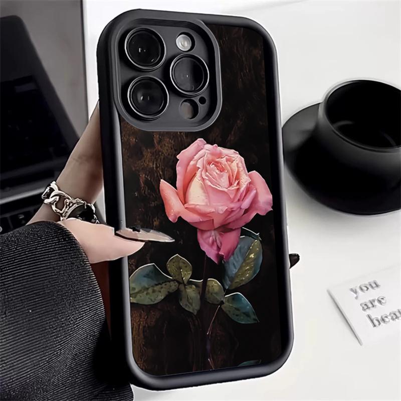 Для iPhone 17 16 15 Pro Max 14 13 12 11 17 Air Case Эстетичный Чехол с Розовым Цветочным Рисунком Для iPhone 16E 7 8 Plus SE2 Ударопрочный Мягкий Чехол