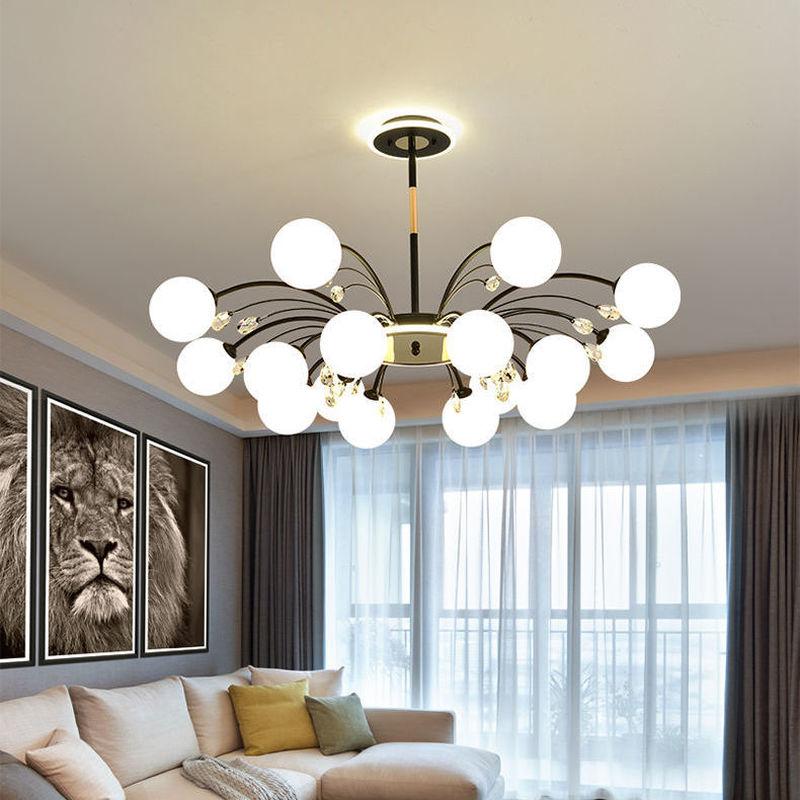 Nordic LED Chandeliers Indoor Glass Living Room Dining Bedroom Lighting Modern Hanging Ceiling Copper Lamp