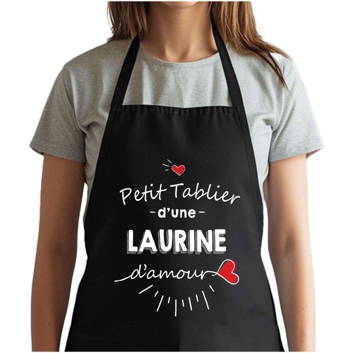 Tablier de cuisine - Léa d'amour - Noir - Impression bretonne - Coton résistant, réglable