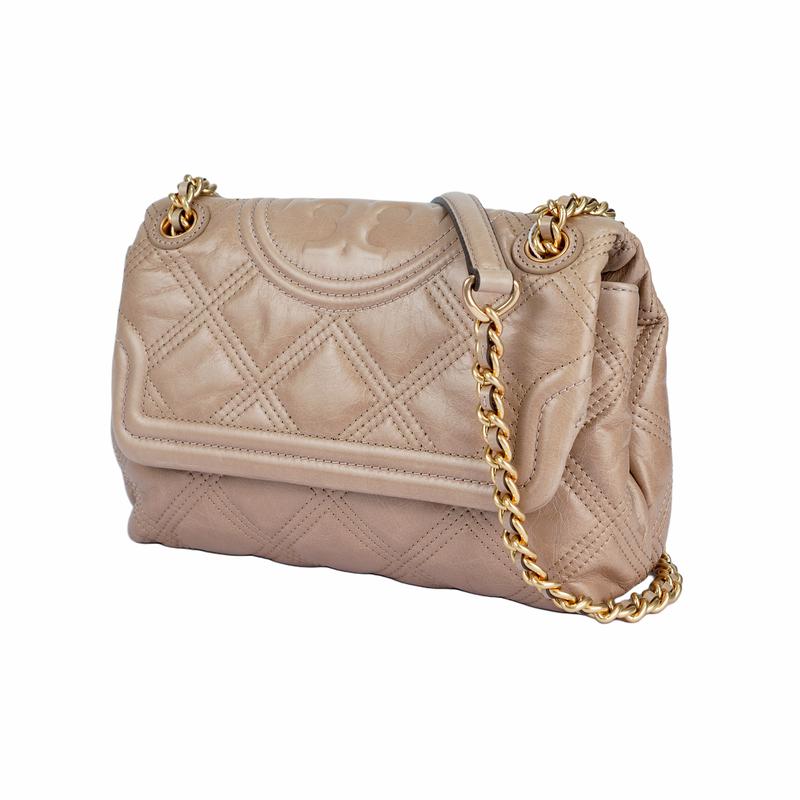TORY BURCH Fleming Diamond Quilted Soft Leather Shoulder Glazed Leather Crossbody Shoulder Bag Women Almond 77136-238