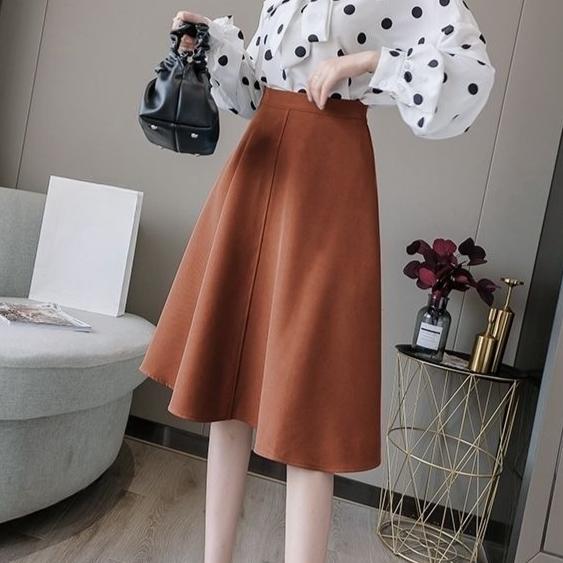 Осенне-зимняя ретро женская замшевая юбка с высокой талией, прилегающего кроя, женская юбка миди А-силуэта, расклешенная юбка