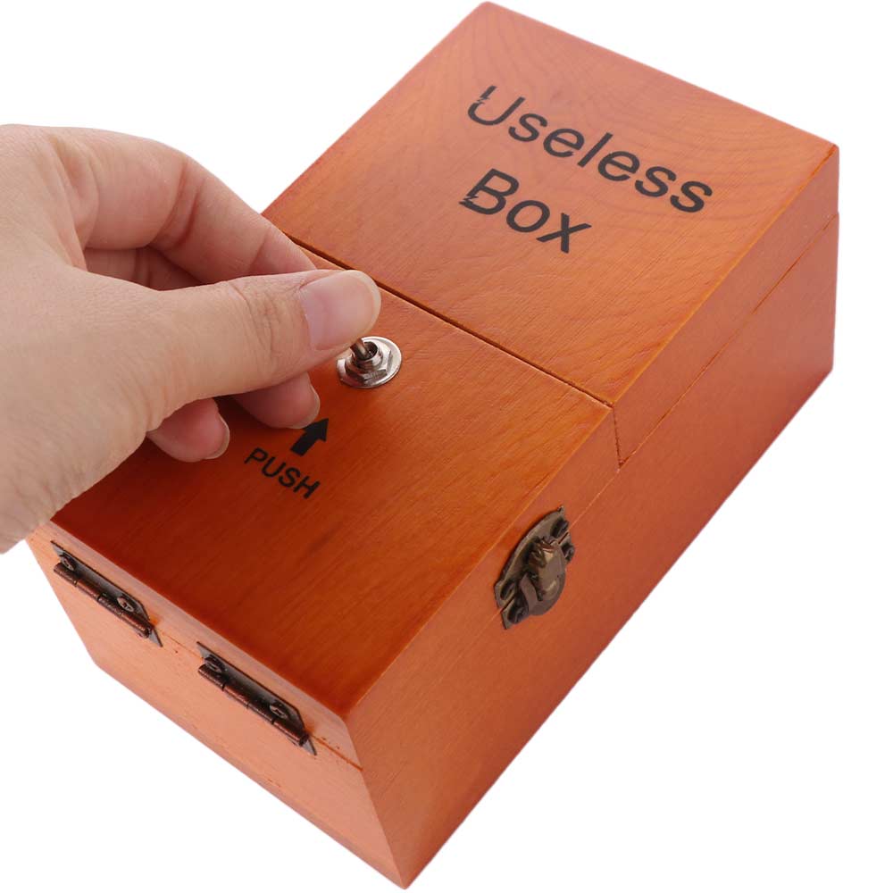 Desk Decoration Electronic Useless Box Wood Color Wooden Useless Box Adults and Children