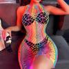 Colorful Stripes Sexy Lingerie Women Sleepwear Sexy Lace Night Dress Exotic Transparent Female Underwear Babydoll Erotic Adult Female Sex Game Costume