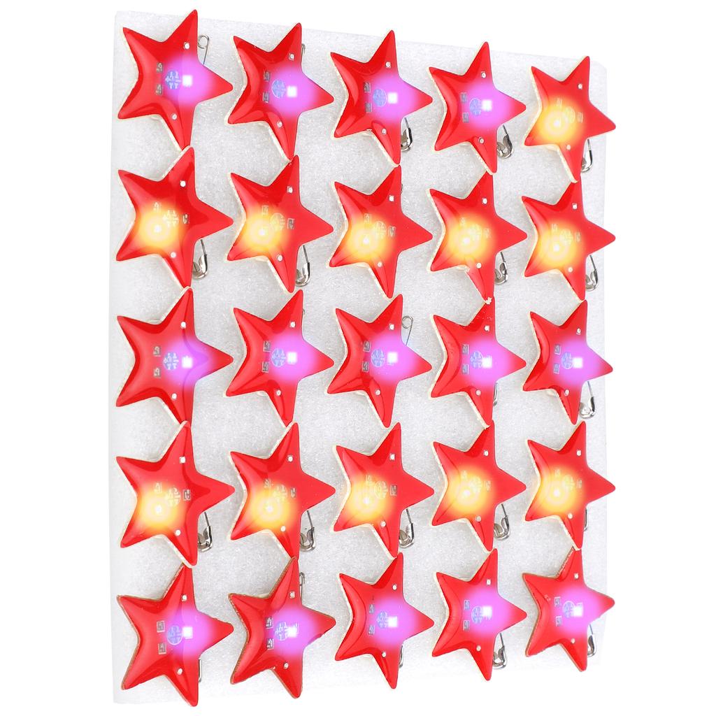 25Pcs FivePointed Star Shaped LED Brooch Christmas Pin Badge for Children Gift Party Favors