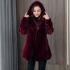 Winter New Fashion Imitation Mink Fur Imitation Coat Middle-aged Mother Hooded Jacket Thickened Women's Pendulum