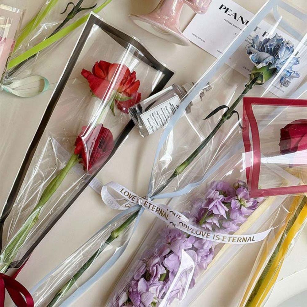 Multifunctional Single Bouquet Bag OPP Flower Wrapping Bag for 50pcs Mother's Day