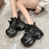 Модные 8 см осенне-зимние массивные кроссовки женские на шнуровке на платформе спортивная обувь толстая подошва теплые зимние туфли женские каблуки блестящие кроссовки
