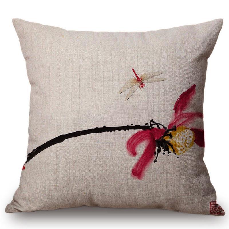 Китайский Ретро Живописный Стиль Классическая Девушка Лотос Чехлы для Подушек Офис Автомобиль Диван Кресло Домашнее Украшение Чехол для Подушки Наволочка