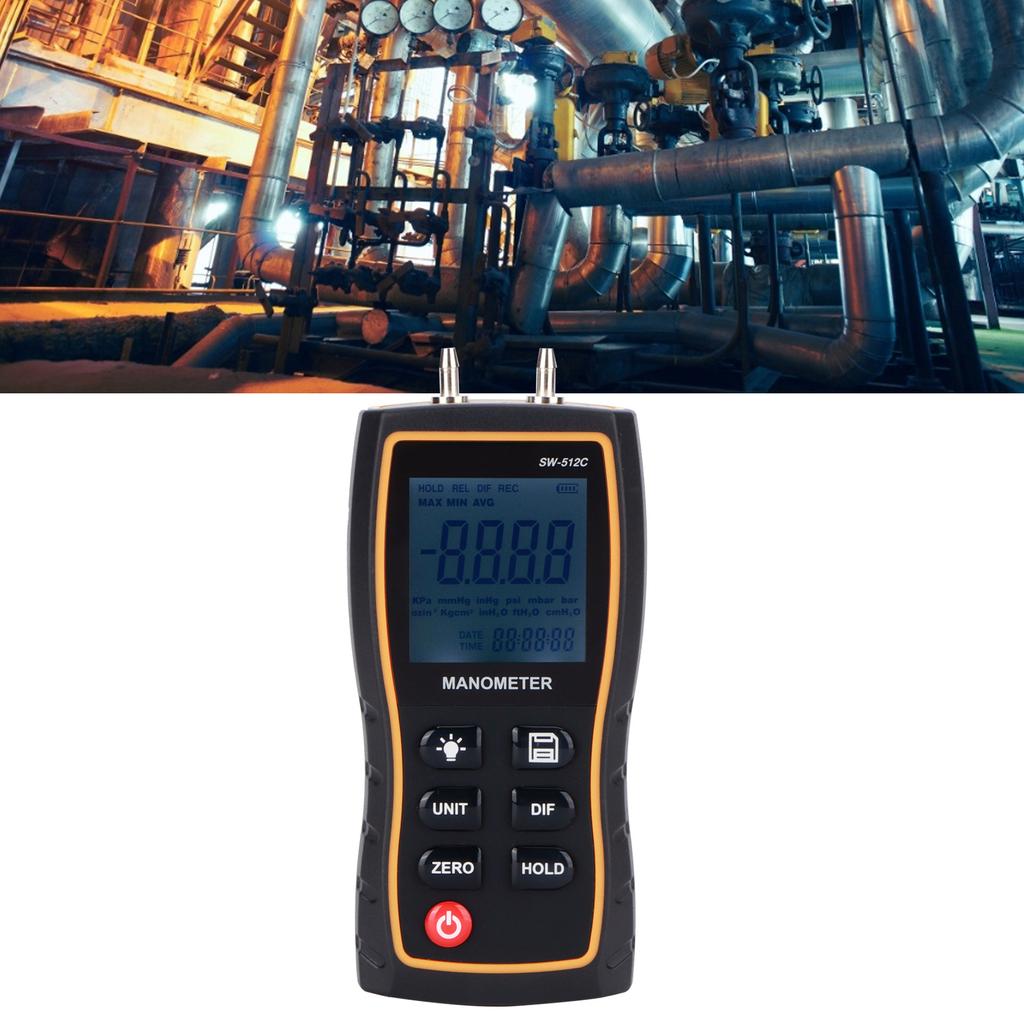SNDWAY Digital Differential Manometer Handheld Air Gas Pressure Gauge Meter +/-103.42KPA