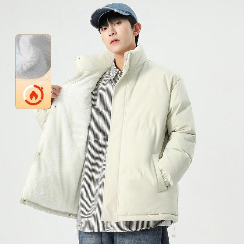 Мужское зимнее утолщенное бархатное хлопковое пальто из овечьей шерсти, однотонная куртка со стойкой, для мужчин и женщин, для подростков, свободная, парная, модный бренд