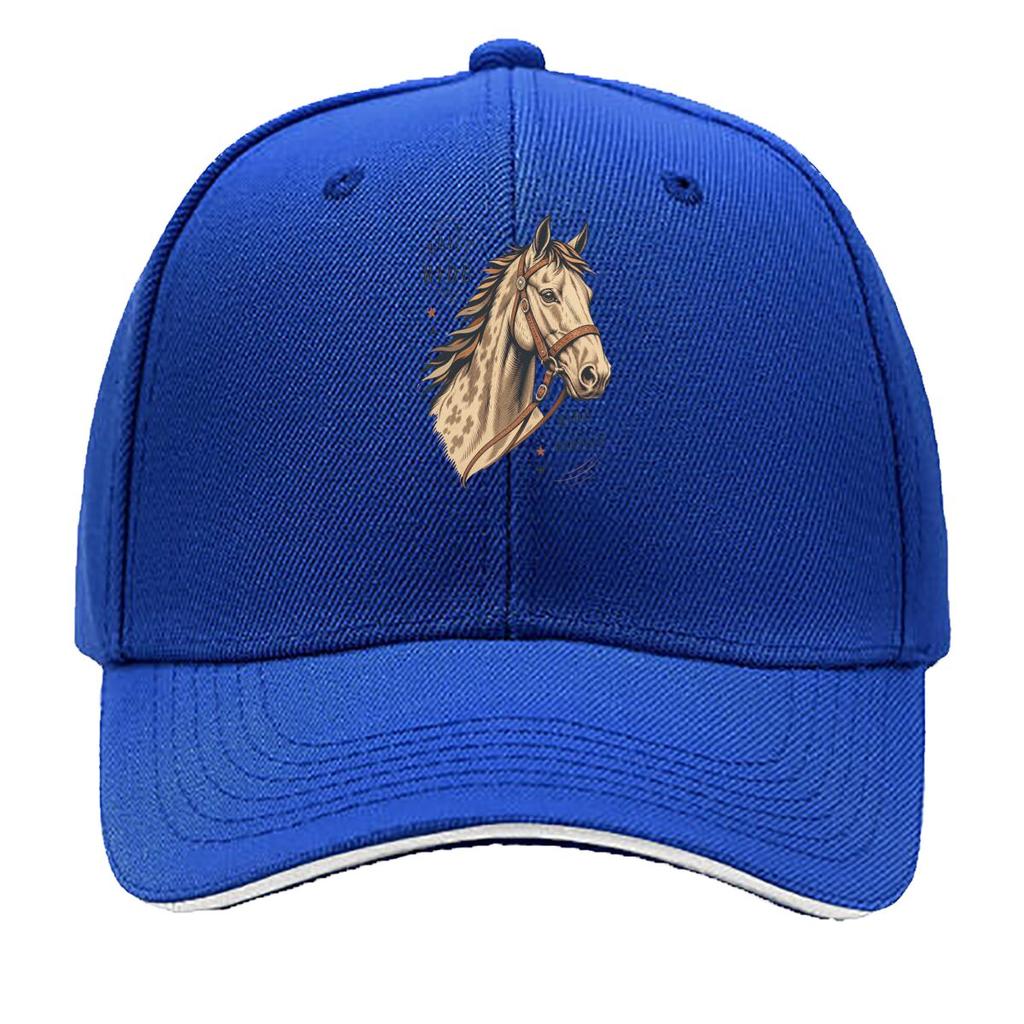 Rustic Galloping Horse Head Emblem Sandwich Baseball Cap Sun Cap Outdoor Workouts Hat