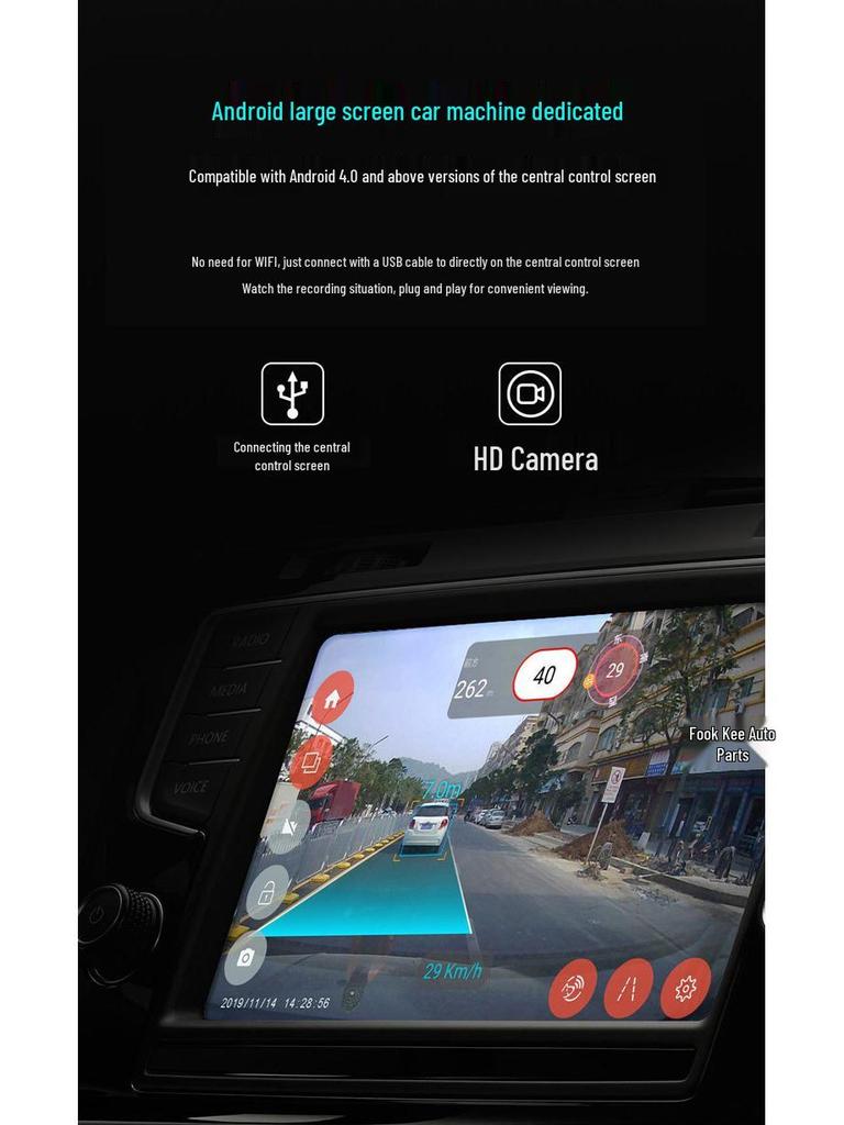 Starlight Night Vision HD USB Dash Cam for Android Navigation with ADAS
