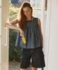 COVERNAT WOMAN Bermuda Denim Shorts Indigo