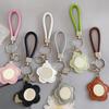 1PC Mini Mirror Fashion Leather Makeup Touch-up Keychain Pendant Floral Shape Cute Makeup Mirror Bag Charms Multicolor