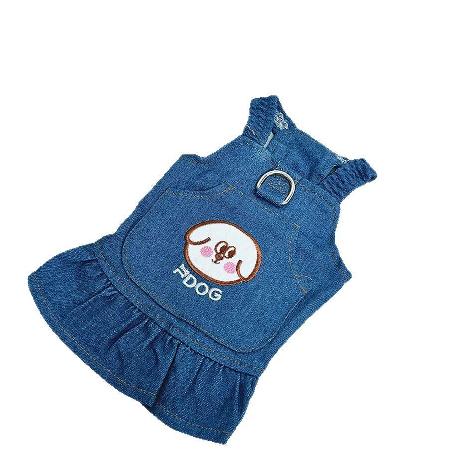 Двухцветный вариант Удобное мягкое джинсовое платье для собак Юбки для питомцев Одежда для собаки-тедди Регулируемая посадка Платья для собачек