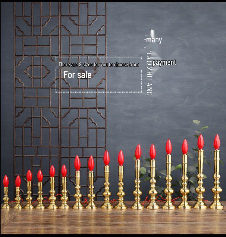 Светодиодная свеча из чистой меди для подношений: Благовонница-подсвечник Бога Вечного Богатства