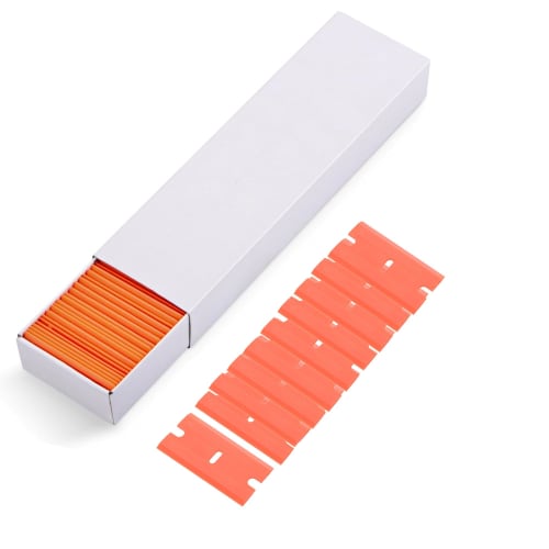 Vitzee Sticker Remover Spatula Replacement Blades, Plastic Scraper Replacement Blades (100 Blades), Removable Blades for Glass Cleaning, Bathroom and