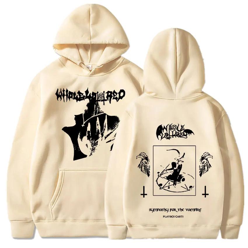 Толстовки с капюшоном для рэпера Playboi Carti, музыкальный альбом Whole Lotta, красные толстовки Devil satan, винтажный пуловер большого размера в стиле хип-хоп, уличная одежда