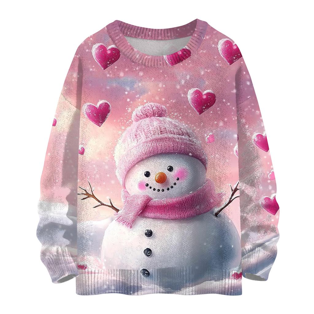 Women's Casual Long Sleeve Woolen Christmas Sweatshirt Fall  Vacation Long Sleeve Pullover