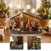 Jesus Nativity Scene Ornament Light Up House Collectible with Music for Restaurant