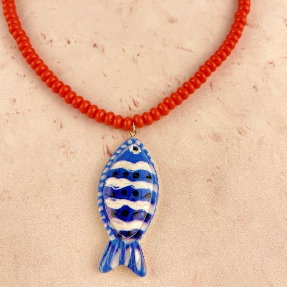 Exaggerated Colorful Pendant Neck Chain Bohemian Style Tropical Theme Neck Jewelry Summer Wear