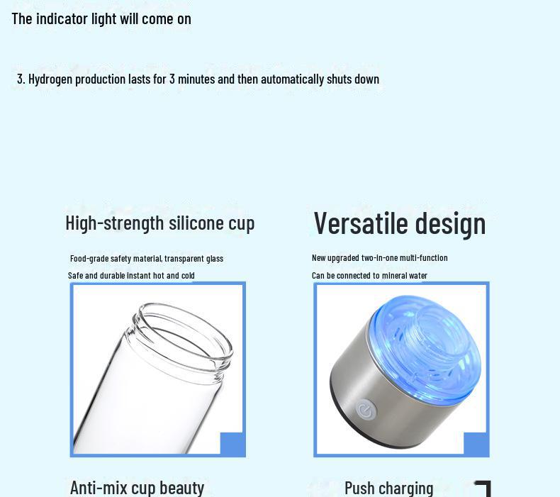 5th Gen Hydrogen-Rich Cup: SPE Electrolysis, H2-O2 Separation, Negative Ion, Health-Boosting, Intelligent Design