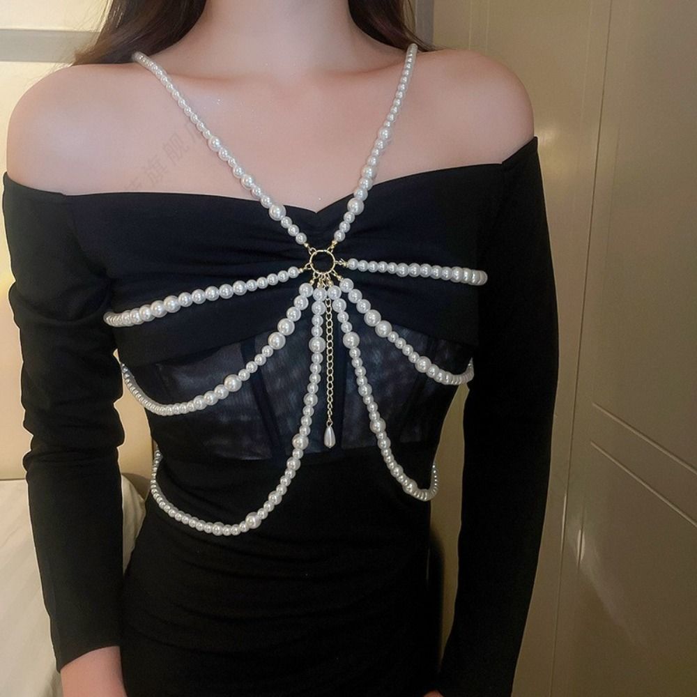 Y2K Jewelry Multilayer Pearl Waist Chain Tassel Belly Chain Sexy Body Chain  Dress Accessories